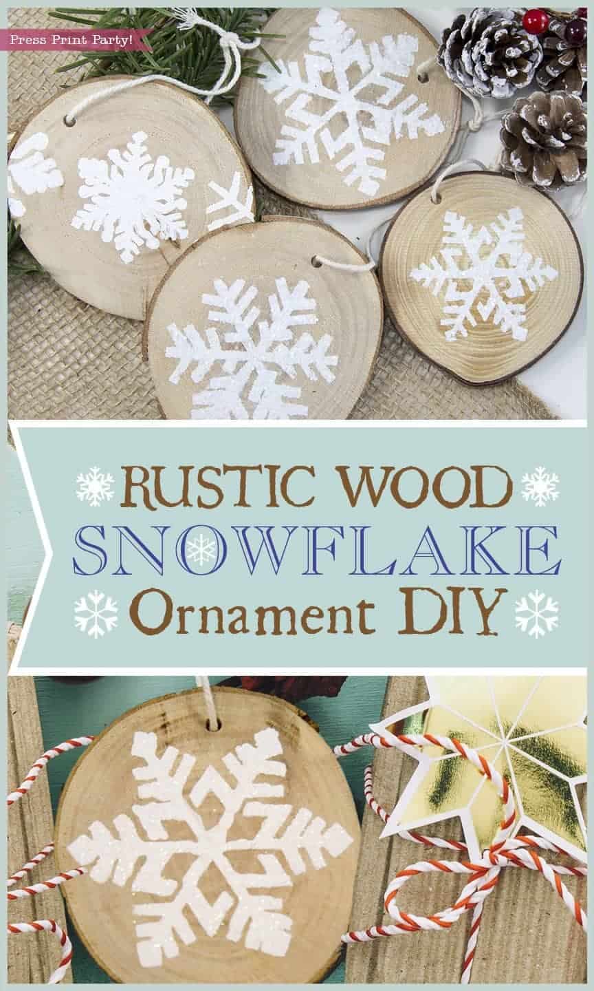 rustic wood snowflake ornament