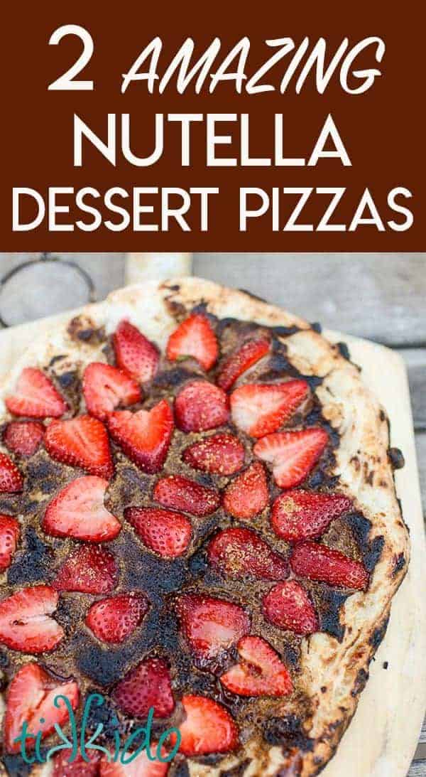 Nutella dessert pizza topped with strawberries