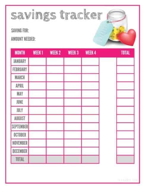 free printable savings tracker