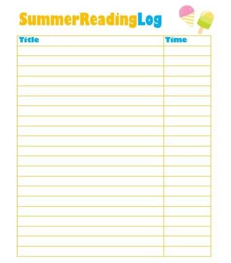 Fun Summer Reading List And Log For Kids Free Printable