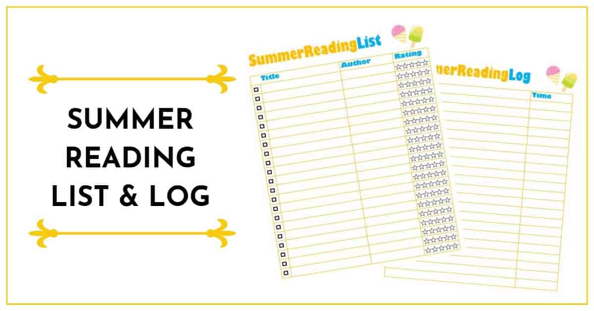 Fun Summer Reading List and Log For Kids – Free Printable