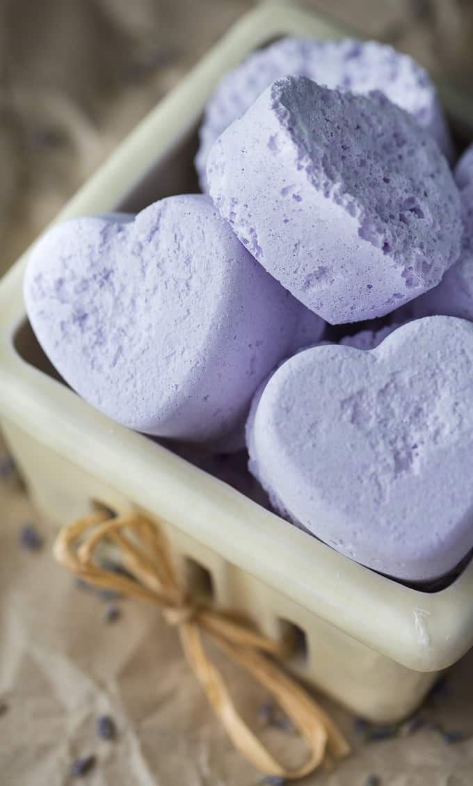 lavender heart shape bath bombs