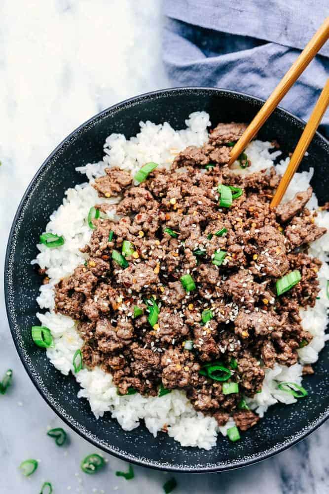 Korean ground beef rice bowl