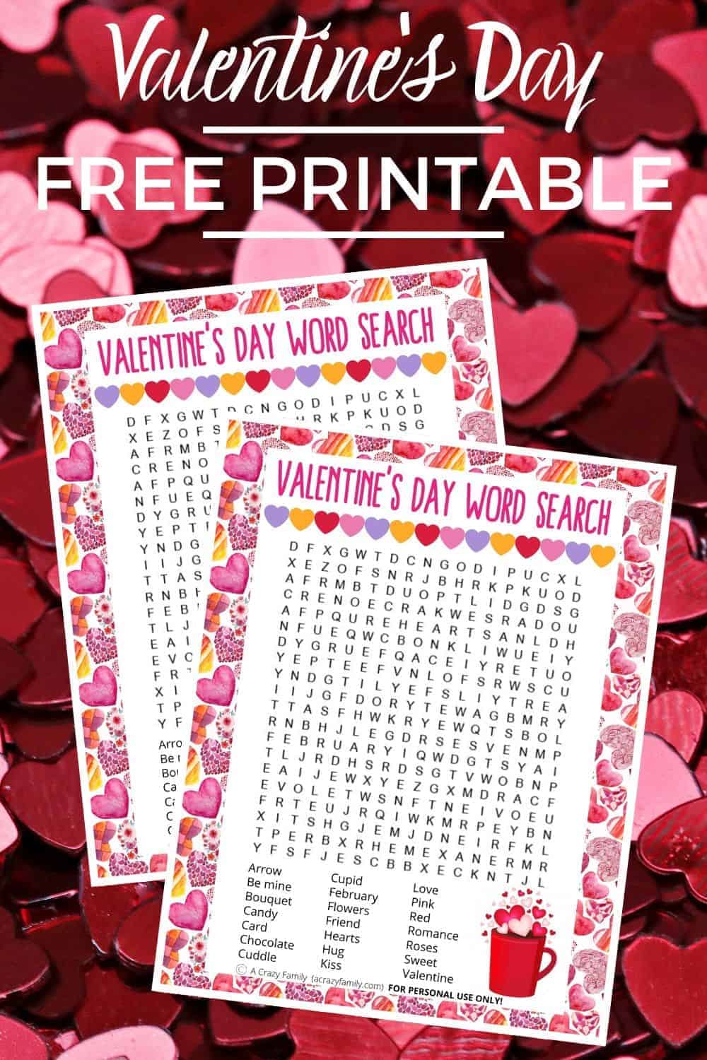 valentines day word search printable