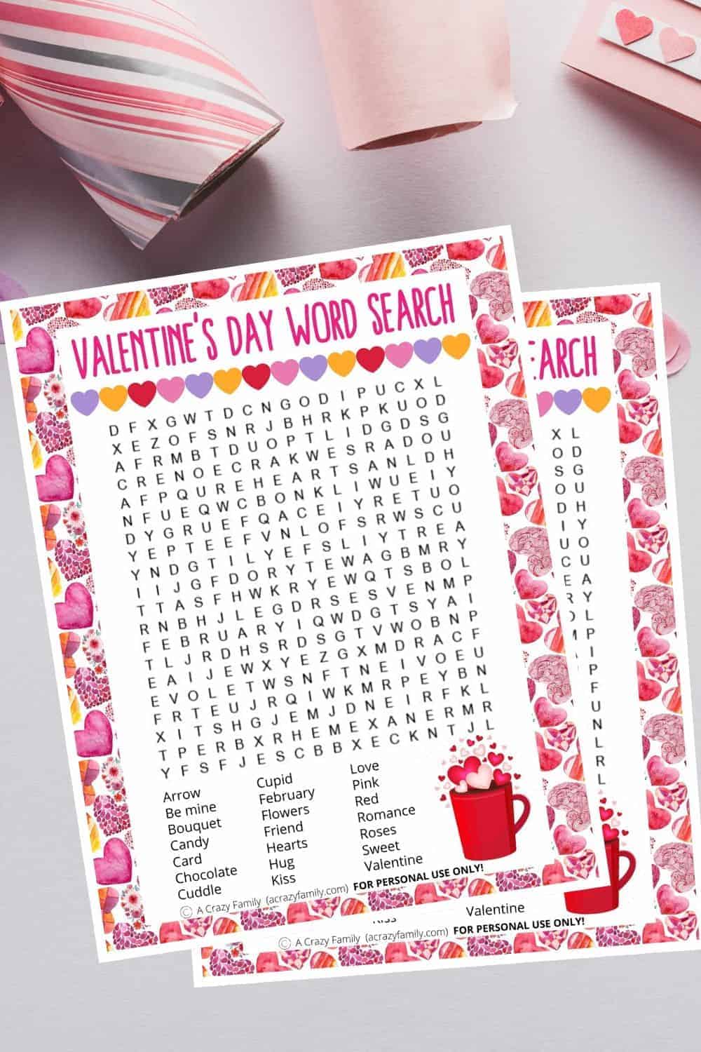 Valentine’s Day Word Search Printable
