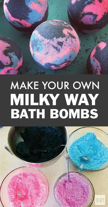 galaxy themed bath bombs