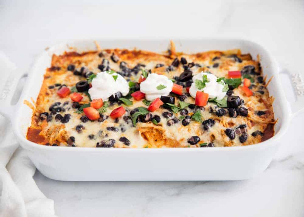 Chicken enchilada casserole with 5 ingredients or less