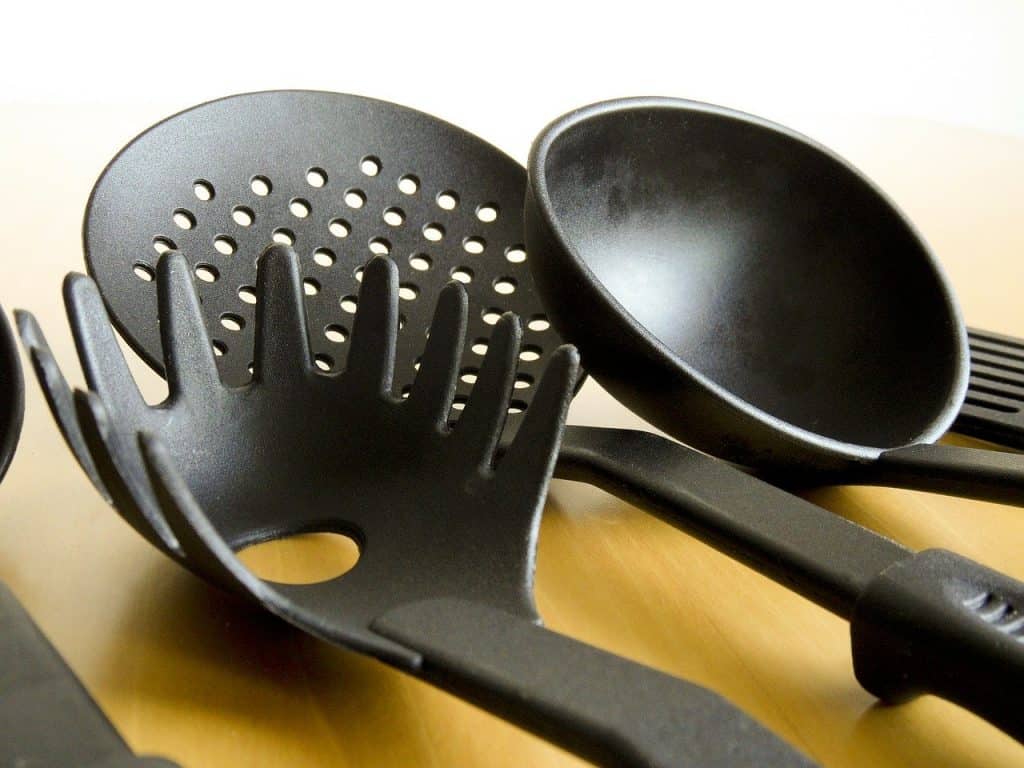 Black pasta utensils