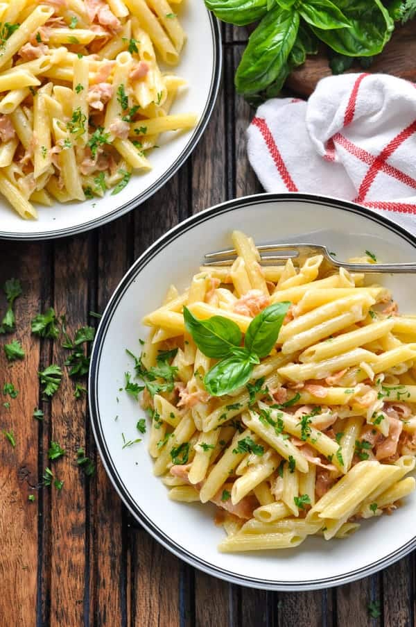 Penne with prosciutto and parmesan cream sauce