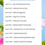 june holidays listed