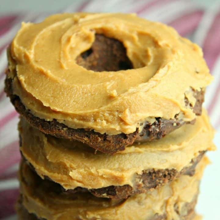 Fudgy Chocolate Donuts with Peanut Butter Frosting