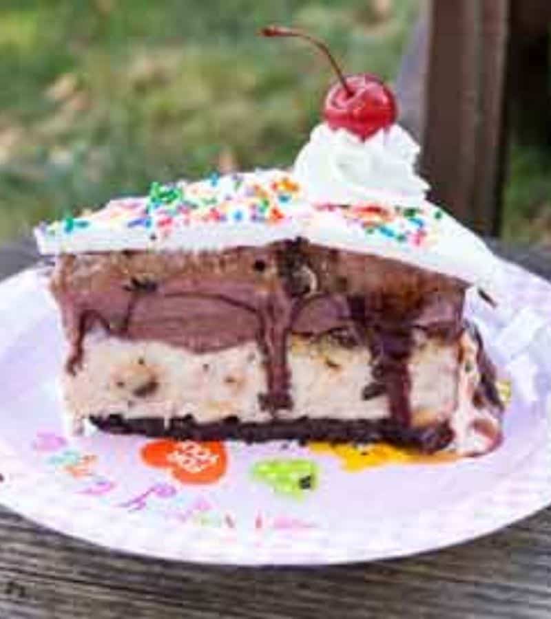 sliced ice cream cake