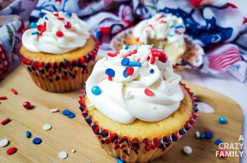 red white and blue sprinkle cupcakes
