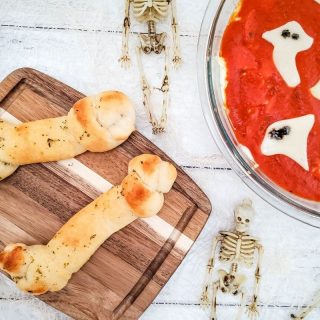 Bone Breadsticks and Ghost Pepperoni Pizza Dip