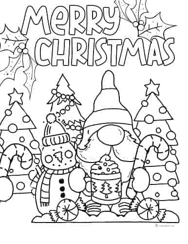 Christmas gnomes coloring page min