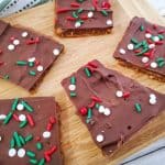 cracker bark with red, green and white sprinkles