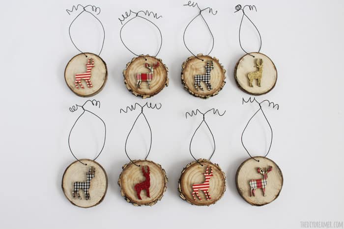 Deer Wood Slice Ornaments