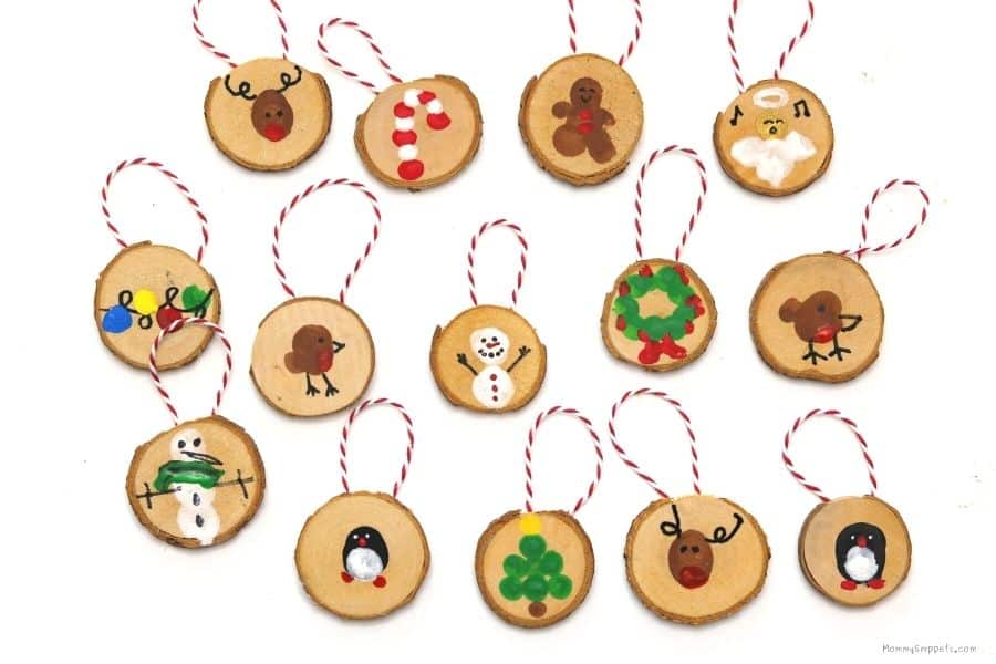 Easy for kids to make Fingerprint Christmas Ornaments