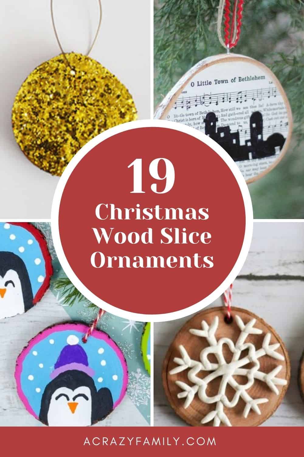 pin image of wood slice ornament for diy projects.