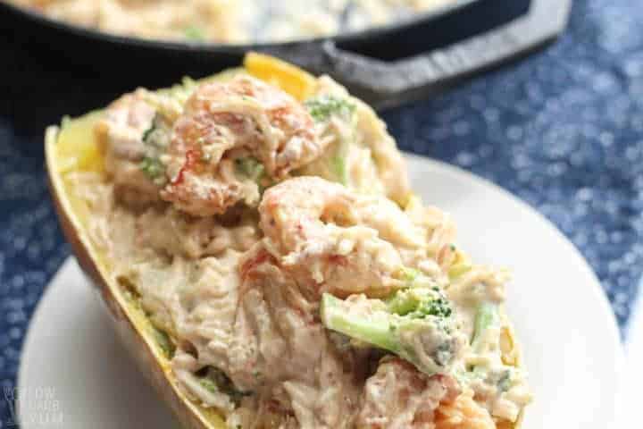 spaghetti squash alfredo boat