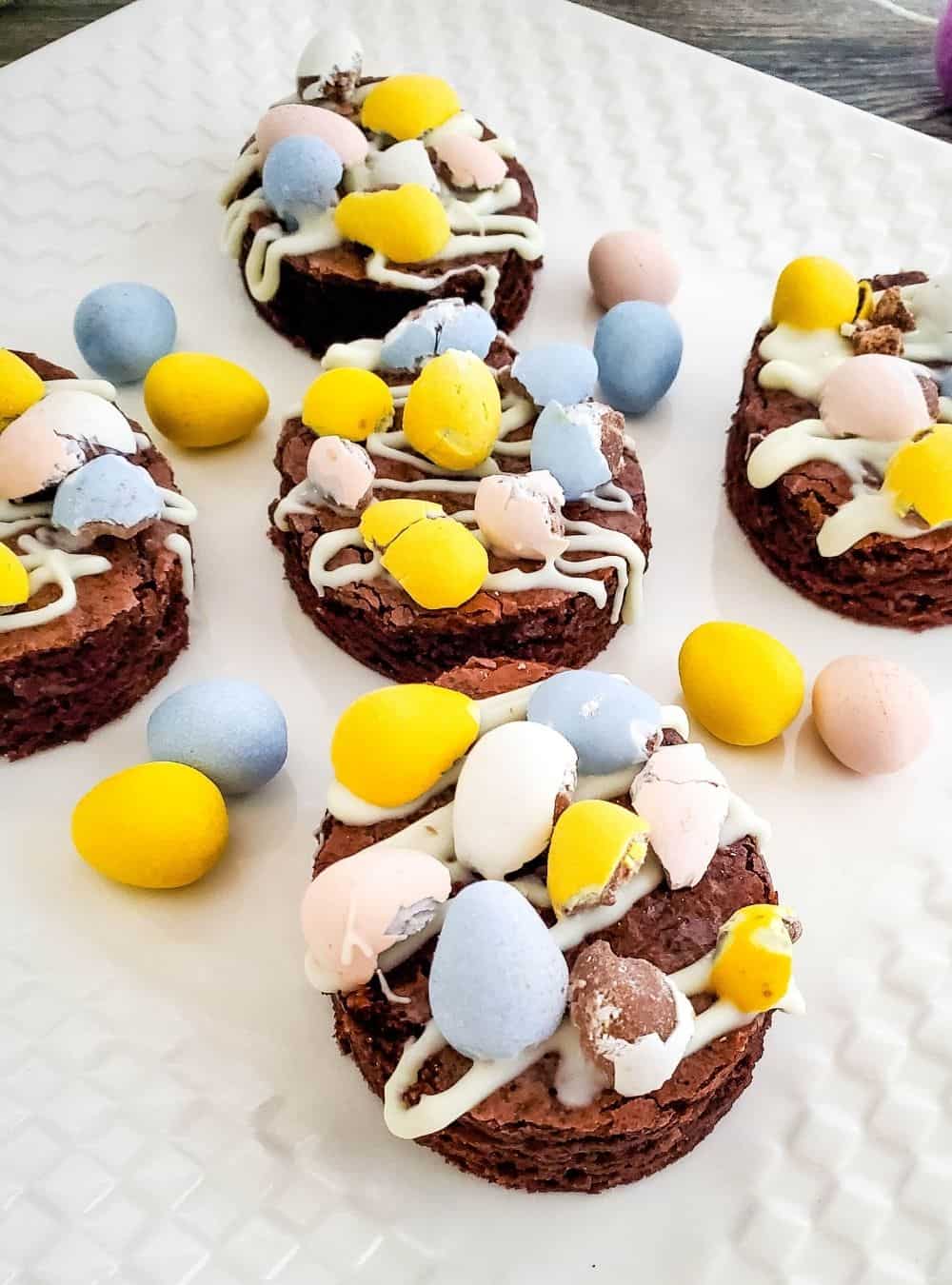 easter egg brownies served