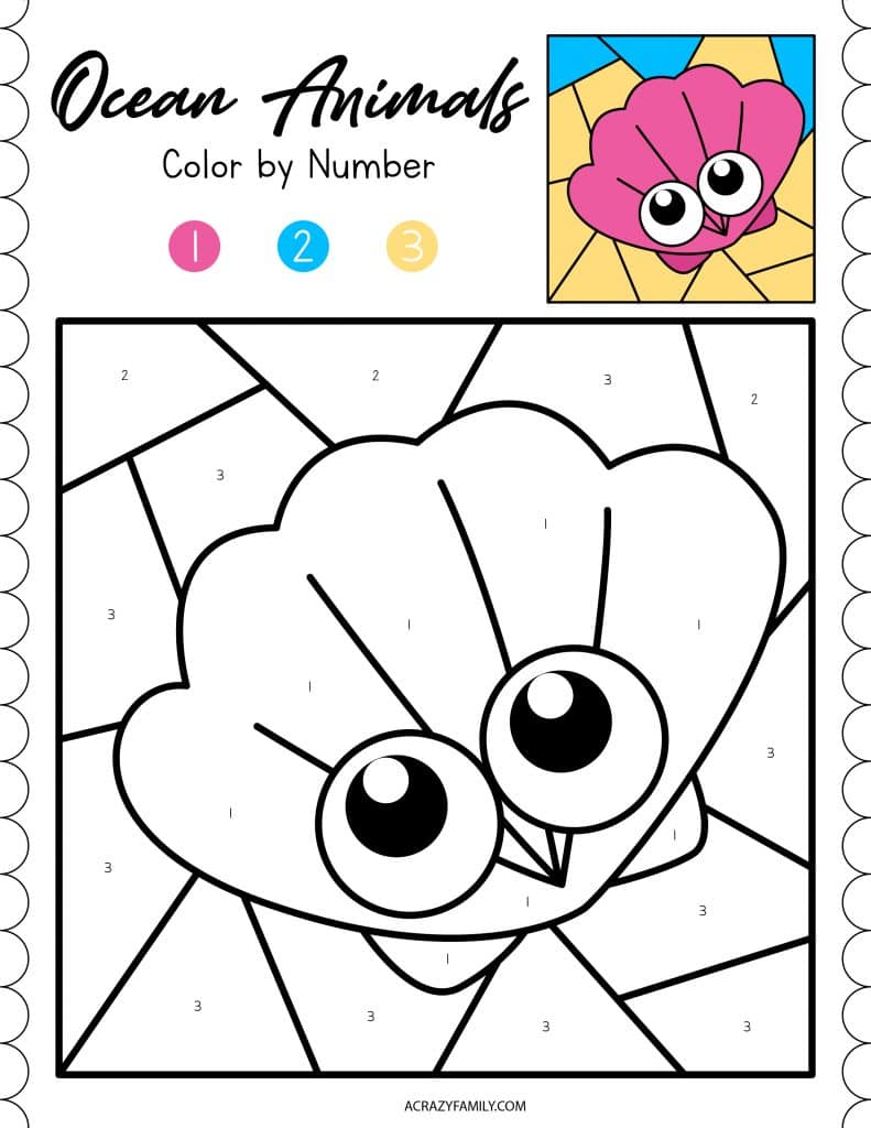 Ocean Animals Color by Number 07