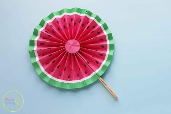 Watermelon Paper Fan Craft Complete