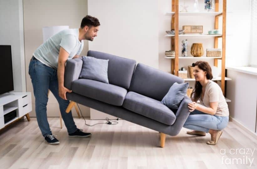 couple moving couch