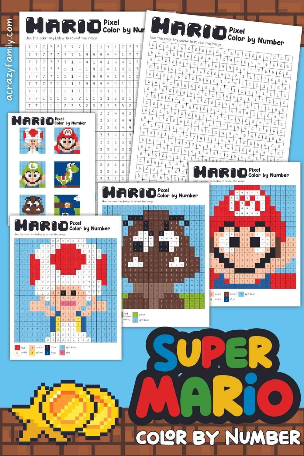 Free Super Mario Pixel Color By Number Pages A Crazy Family
