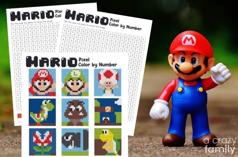 Free Super Mario Pixel Color by Number Pages