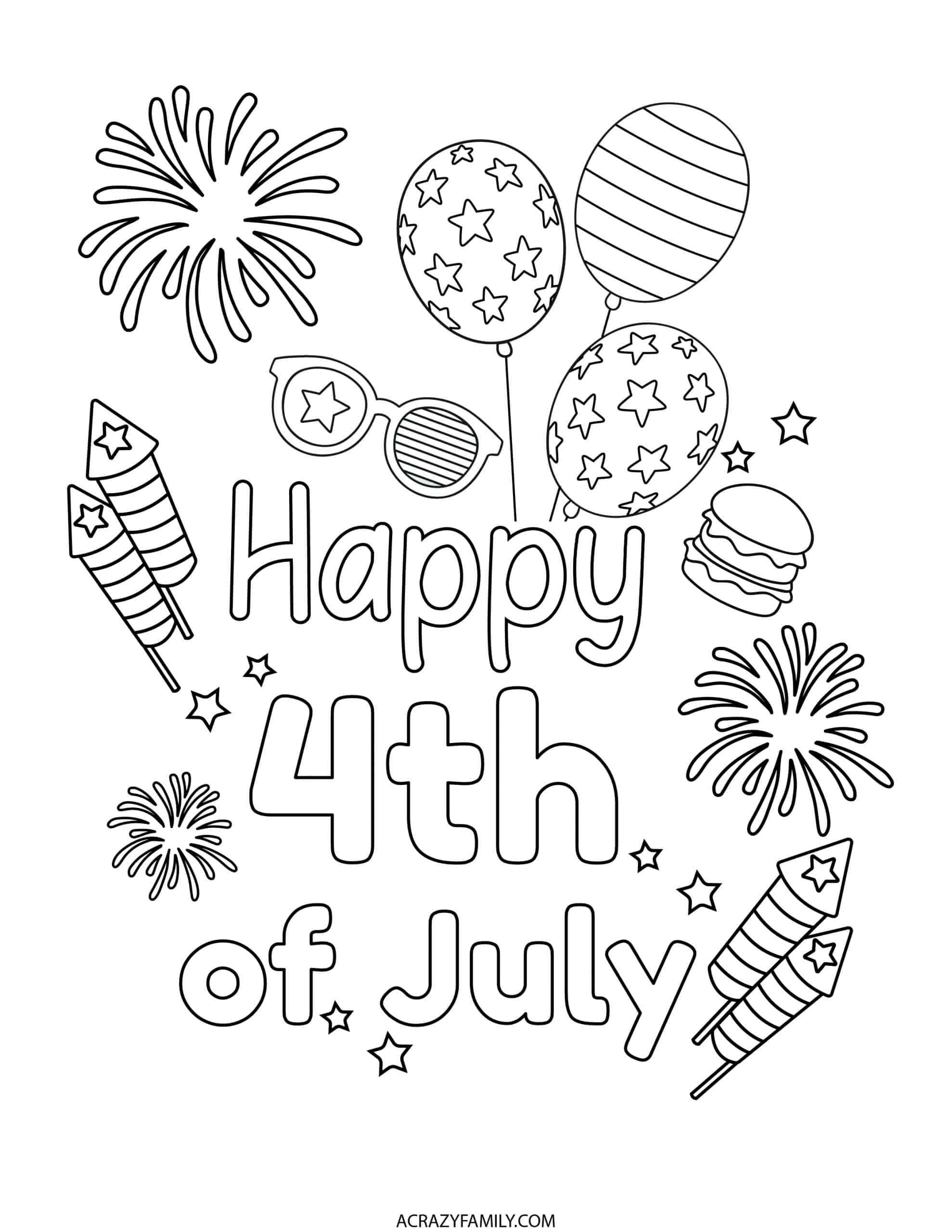 4th of July Printable Coloring Pages - A Crazy Family