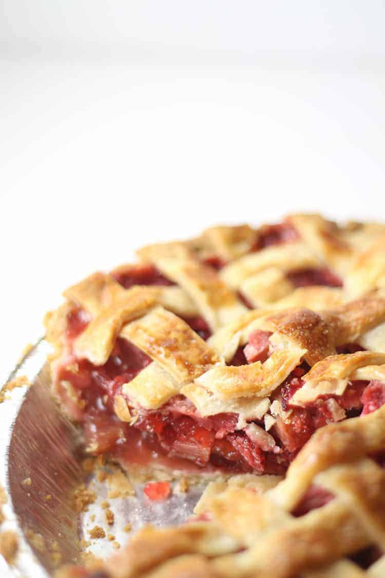 Strawberry Rhubarb Pie Cut