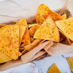 air fryer tortilla chips ready to enjoy