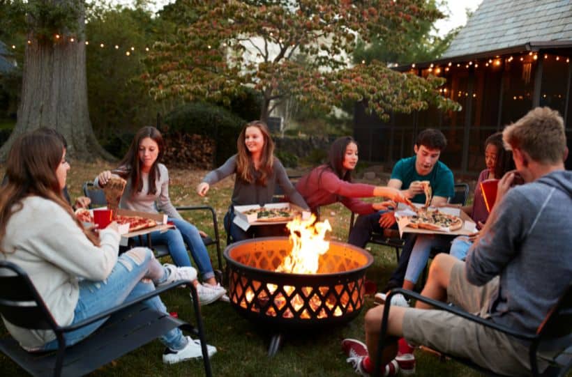 friends around a firepit