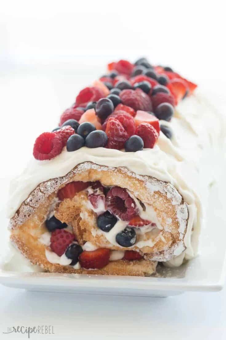 triple berry angel food cake roll