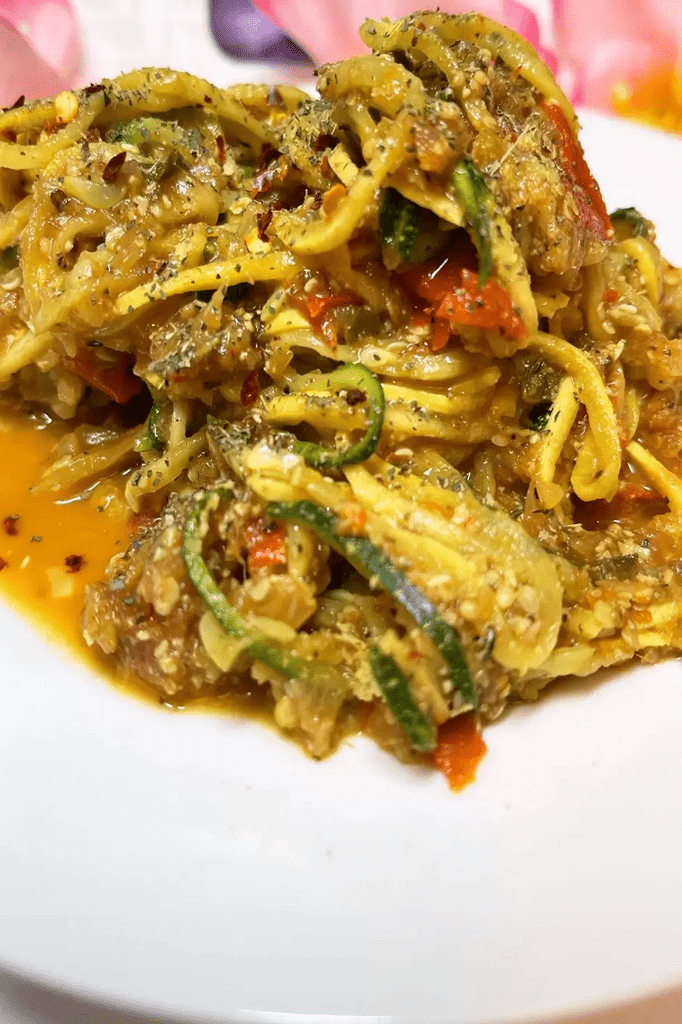 50. Zoodles With Red Pepper Sauce