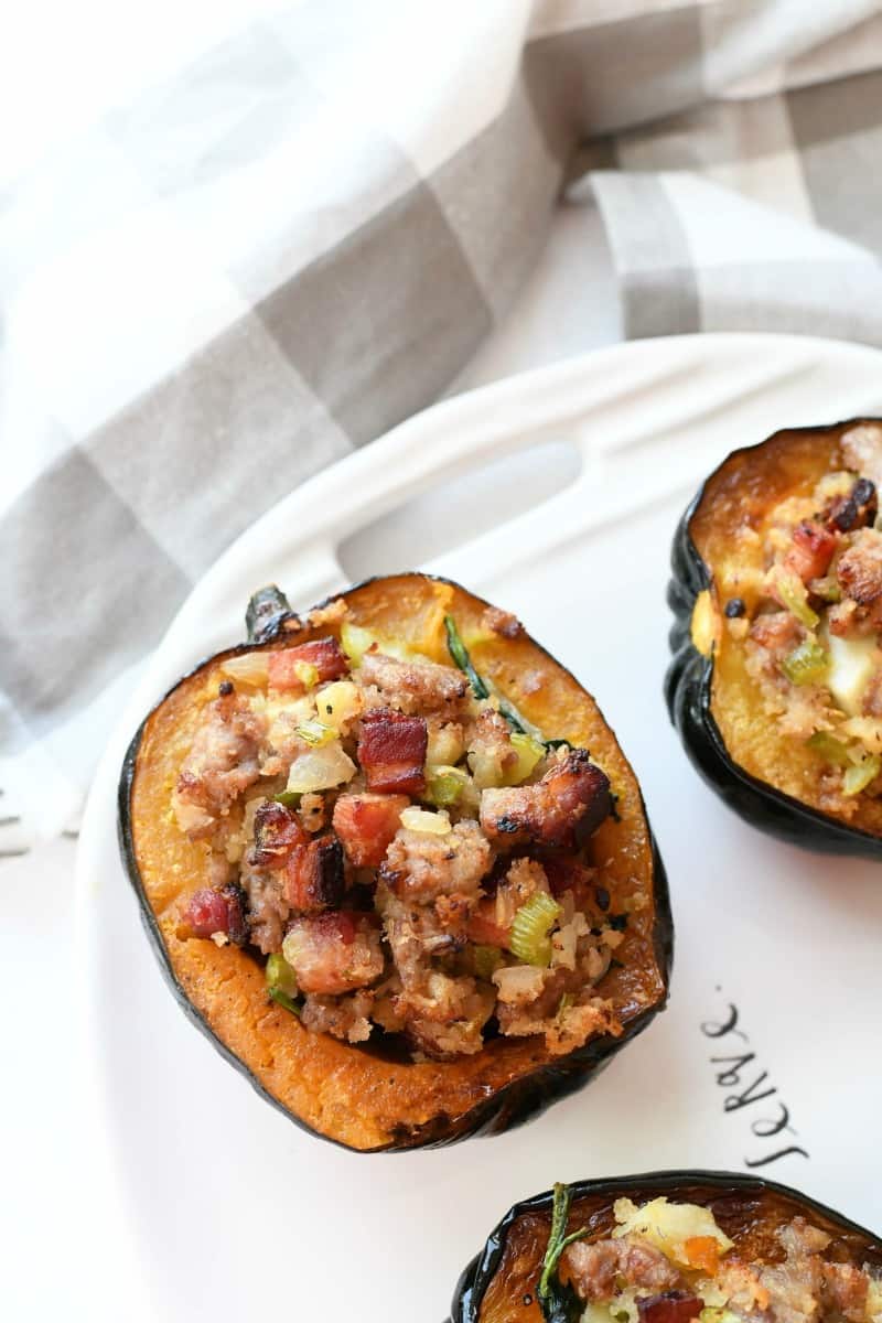 Sausage Bacon Stuffed Acorn Squash 1