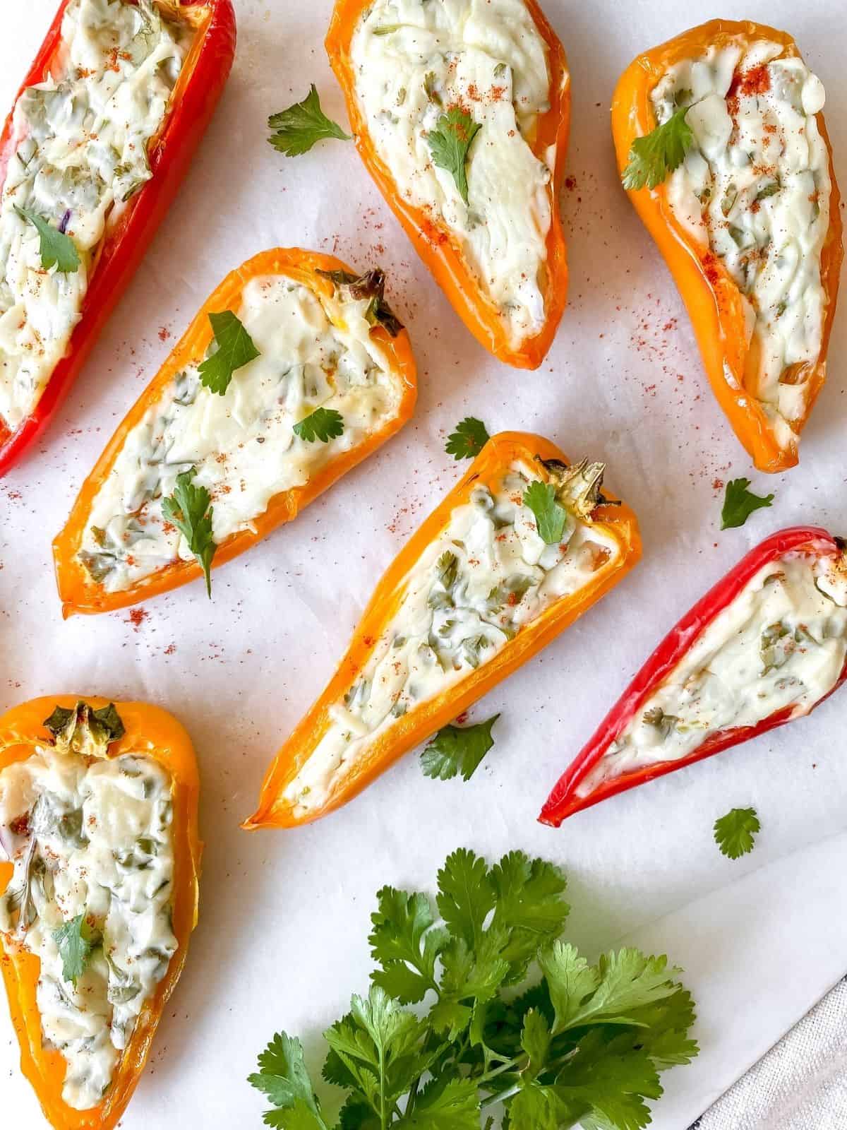 herb cream cheese stuffed mini peppers