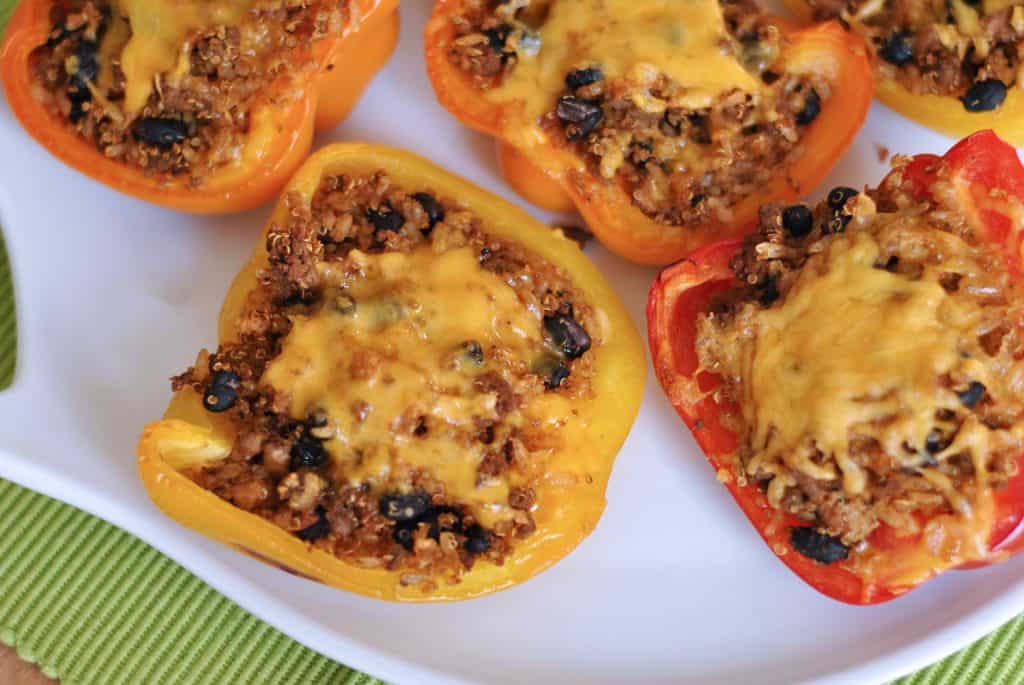 stuffed peppers cooked served