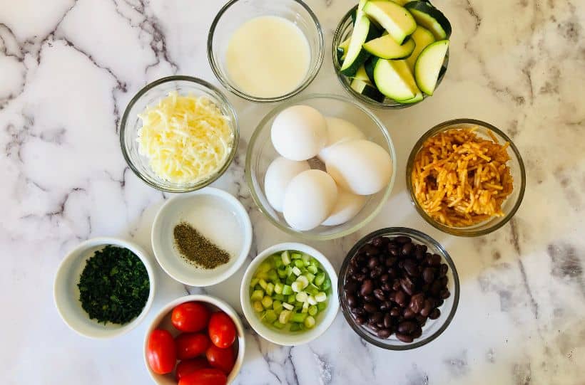 black bean and spanish rice frittata ingredients