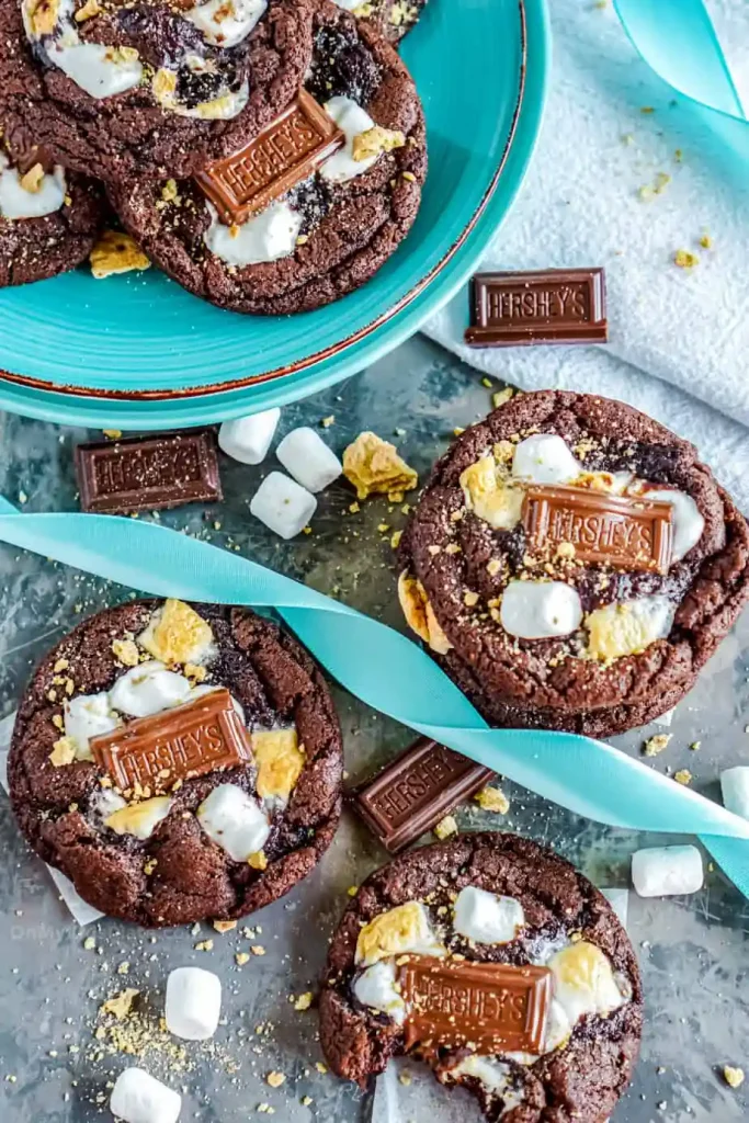 Chocolate Marshmallow cookies on plates