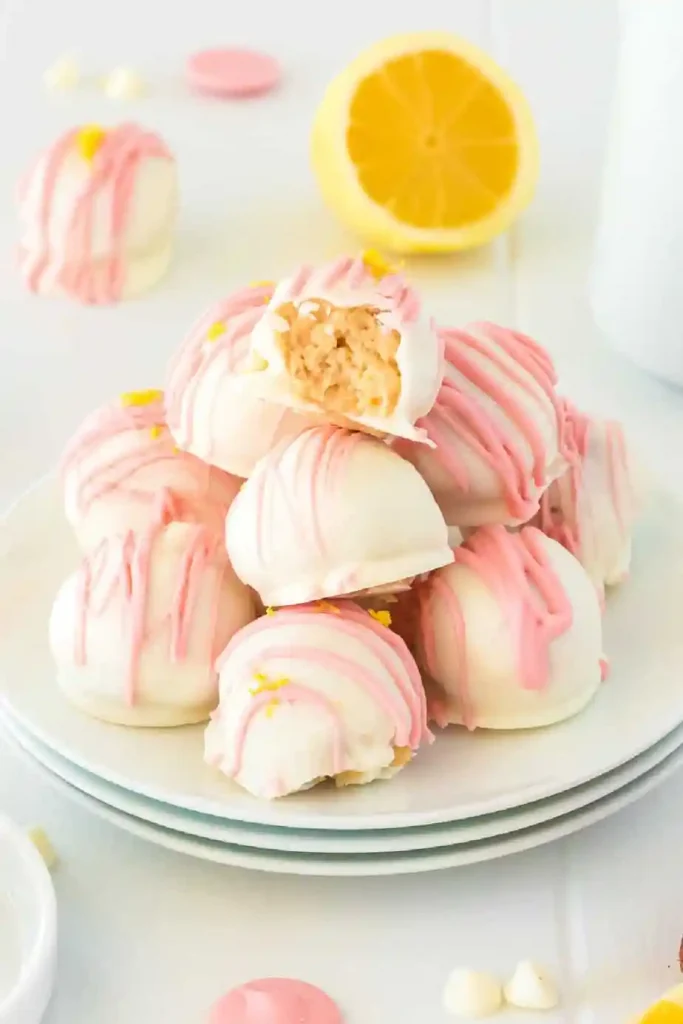 Strawberry Lemonade Truffles Stack bite