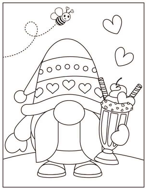 Valentine Gnomes Coloring Pages 05