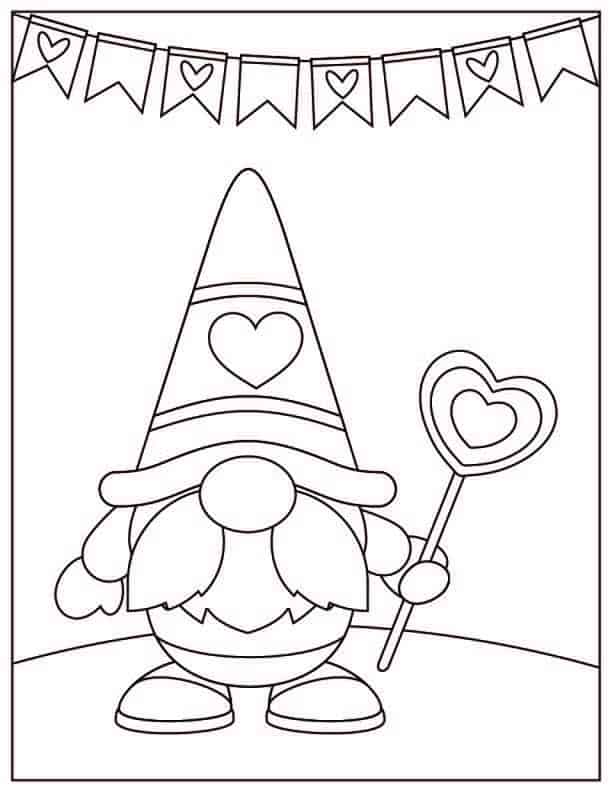 Valentine Gnomes Coloring Pages 10