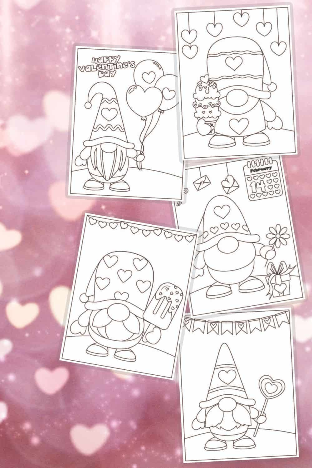 valentine gnome coloring pages