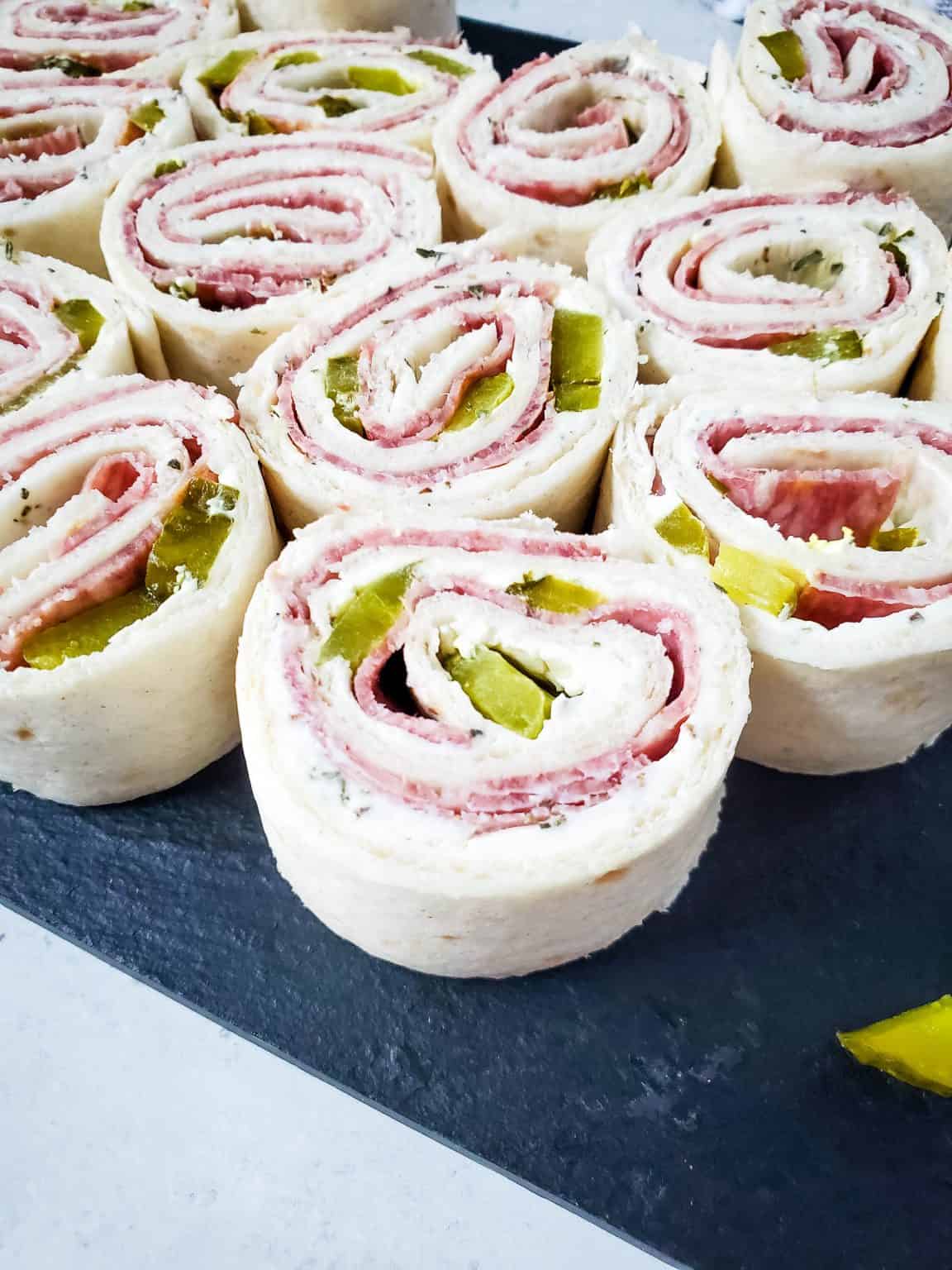 Salami and Cream Cheese Pinwheels A Crazy Family