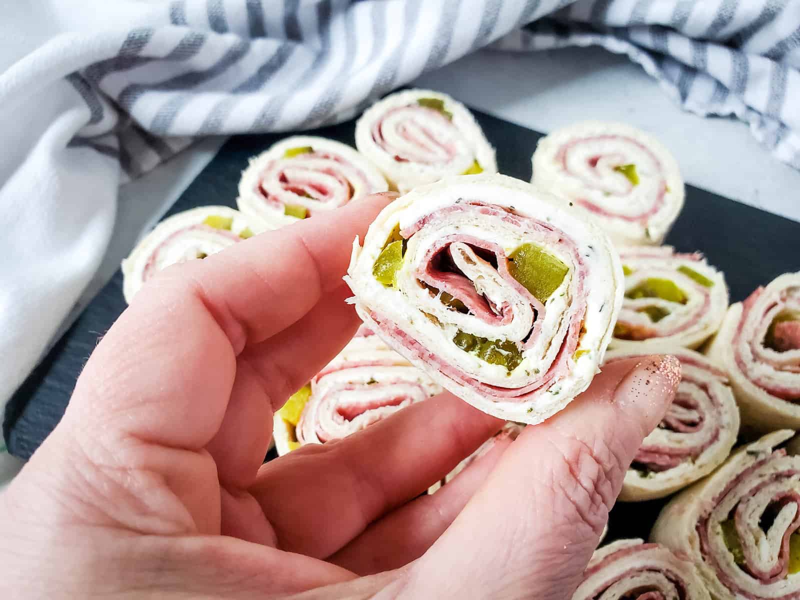 Salami and Cream Cheese Pinwheels A Crazy Family