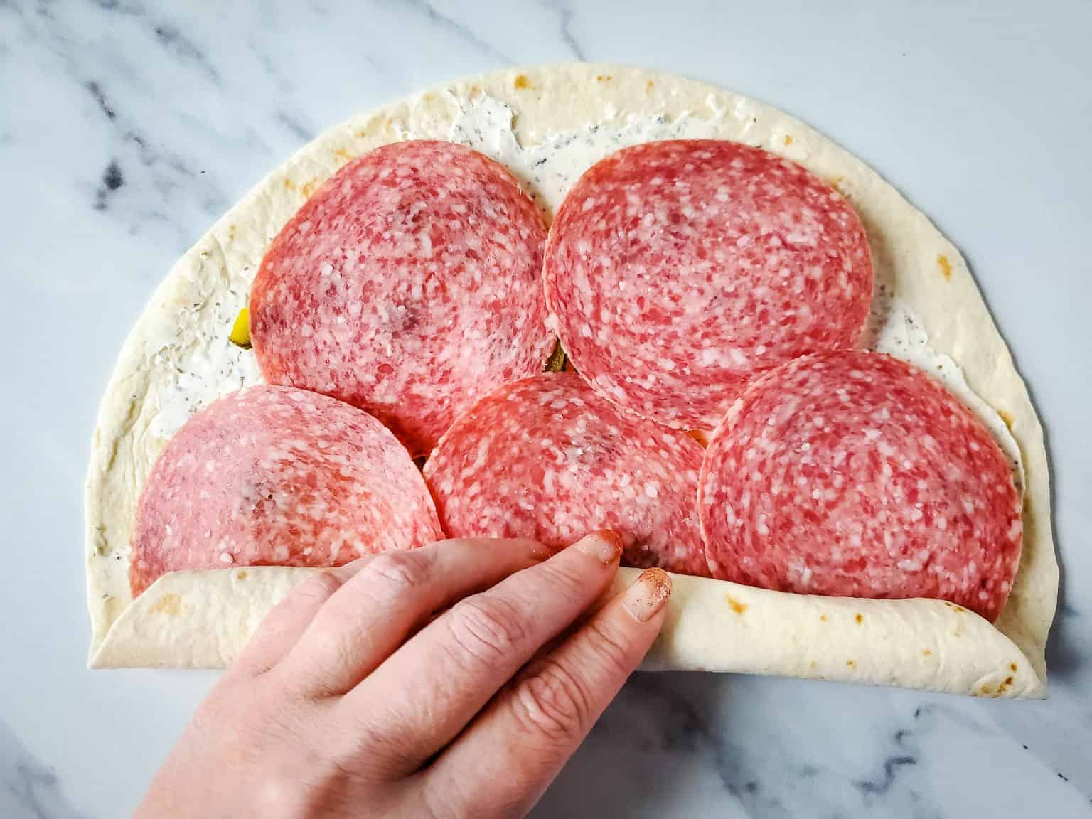 Salami and Cream Cheese Pinwheels A Crazy Family