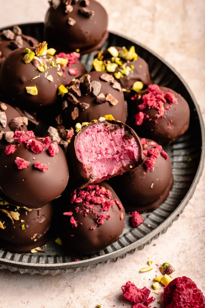 Raspberry Dark Chocolate Truffles 12