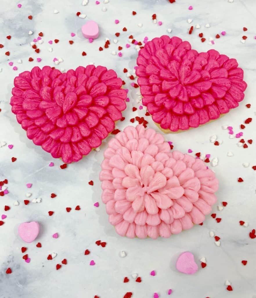 Valentines Day Ruffle Heart Cookies with Buttercream Frosting
